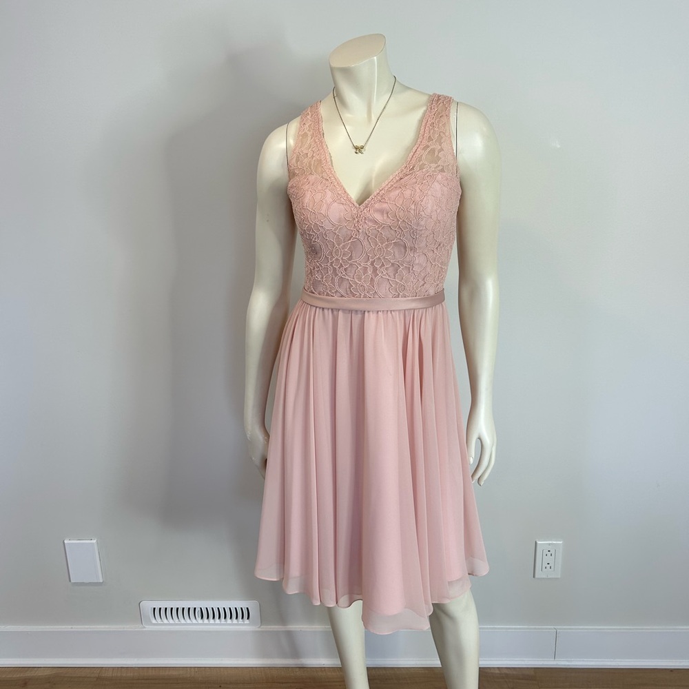 Gorgeous Mori Lee Blush Lace Midi Dress❤️8